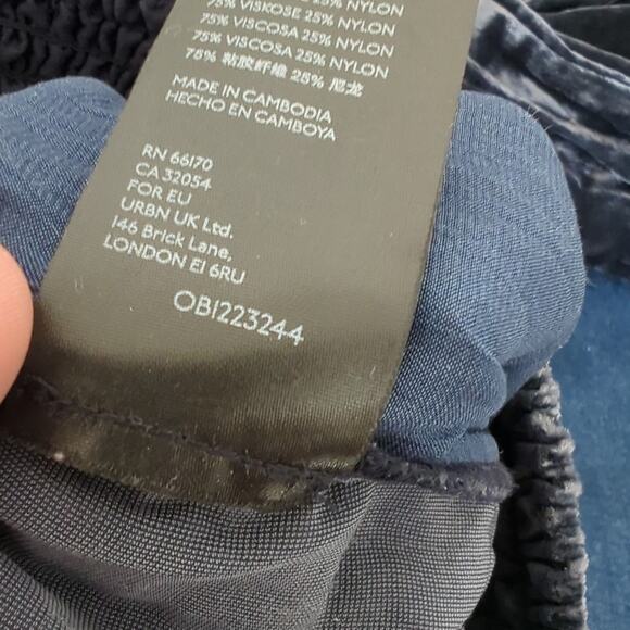 Anthropologie Gloria Velvet Jogger Pants Smocked Waist Pockets Blue Gray Medium - Picture 7 of 9